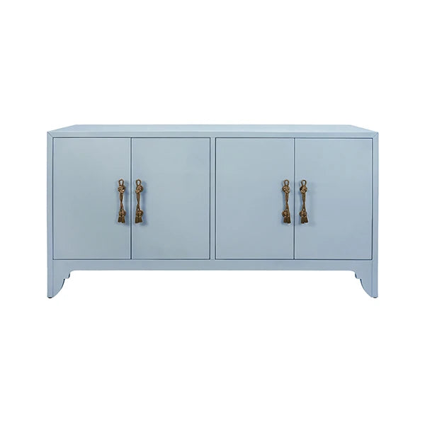 GRACE Four Door Buffet With Decorative Foot  In Matte Light Blue Lacquer