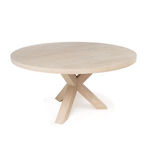 Greer Tripod Base Round Dining Table in Light Cerused Oak
