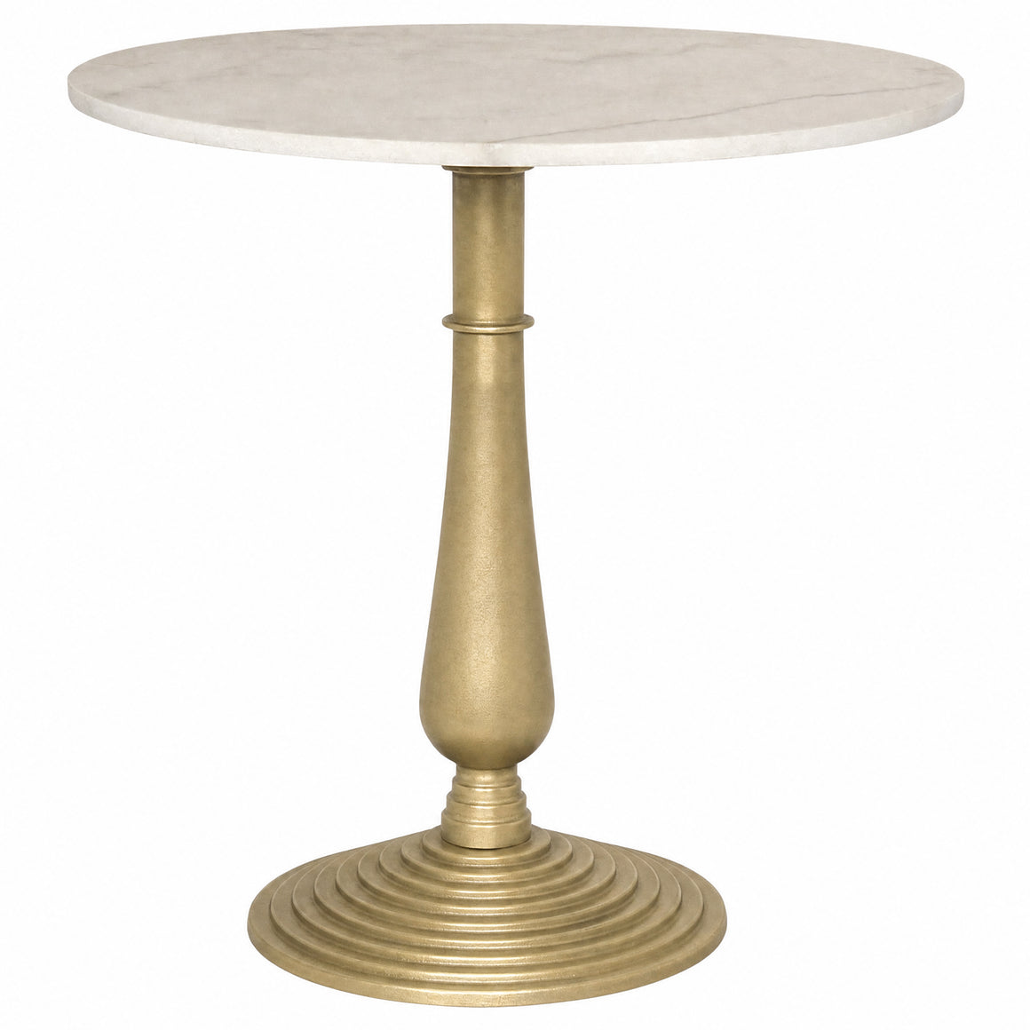 Noir Alida Side Table with White Stone - Brass Finish