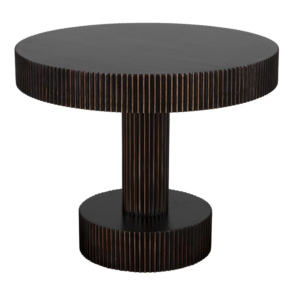 Stringata Table, Hand Rubbed Black with Light Brown Trim