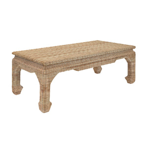 Guinevere Ming Style Coffee Table in Woven Rattan