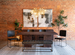 Melbourne 54in Iron and Black Leather Bench