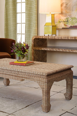 Guinevere Ming Style Coffee Table in Woven Rattan