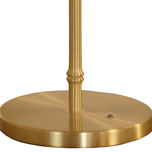 Hallie Table Lamp with Bamboo Detail Pole in Brass with Scalloped Rattan Shade