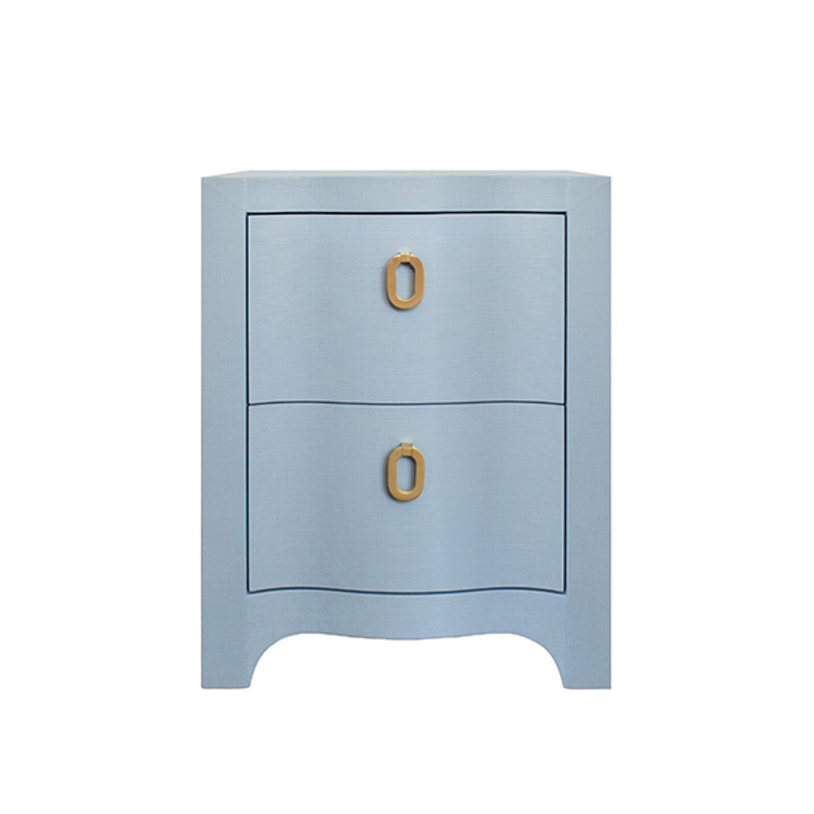 Helena Side Table with Two Drawers in Light Blue Textured Linen