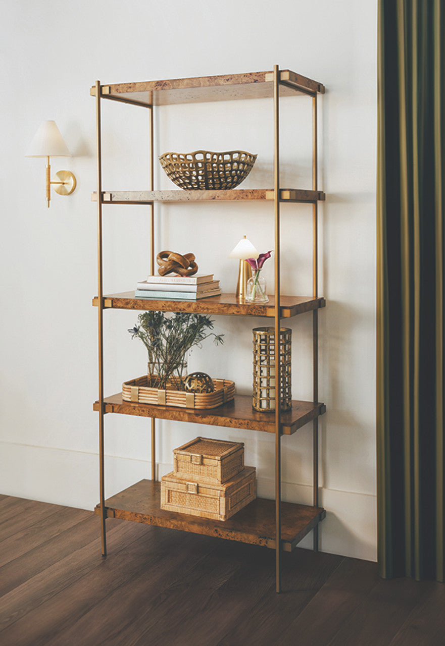 Bruno Small Natural Rattan Decorative Box with Brass Foot Caps