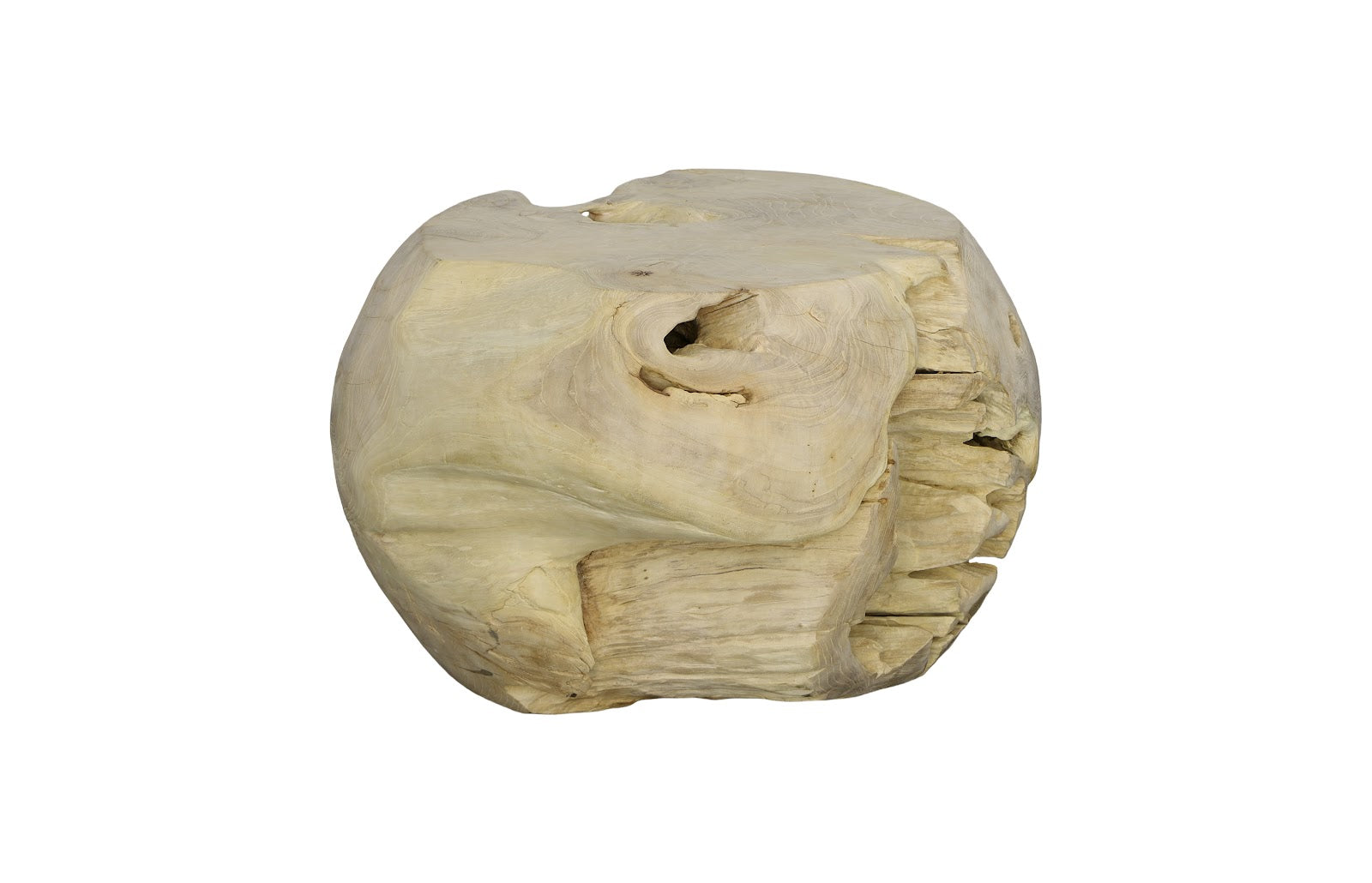 Teak Wood Ball Sculpture, Bleached