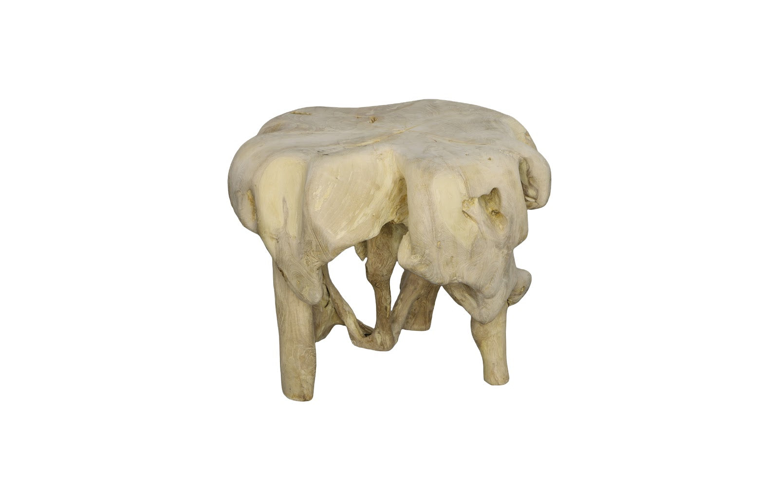 Teak Wood Coffee Table, Bleached, Round