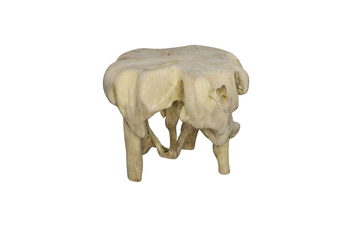 Teak Wood Coffee Table, Bleached, Round