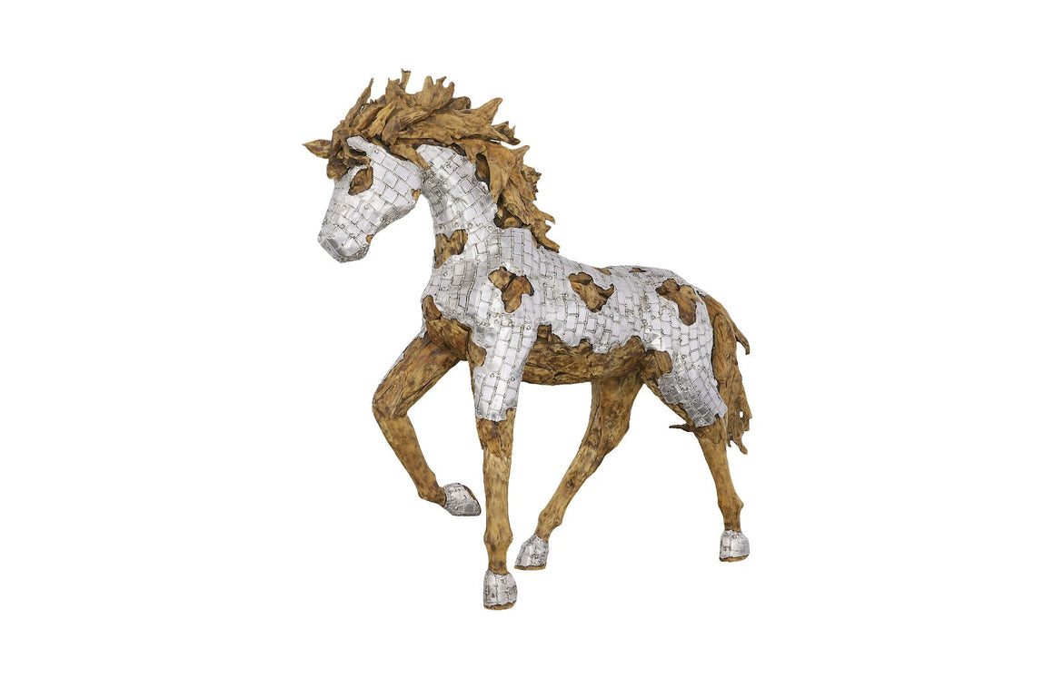 Mustang Horse Armored Sculpture, Galloping