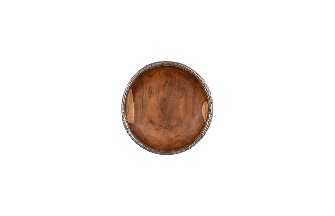 Teak Wood Bowl Wall Art, Metallurgy Edge, SM