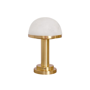 Ike Mini Table Lamp in Brass with Faux Alabaster Dome Shade