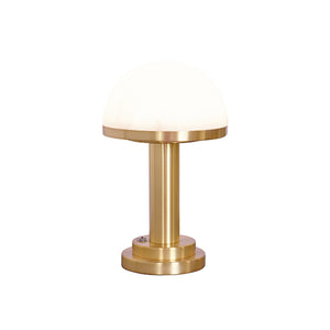 Ike Mini Table Lamp in Brass with Faux Alabaster Dome Shade