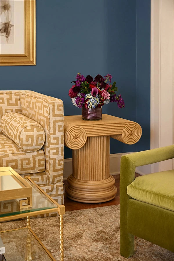 Rectangular Iron Coffee Table With Tassel Inspired Feet And Glass Top In Gold Leaf