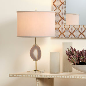 Agate Slice Table Lamp with Linen Drum Shade