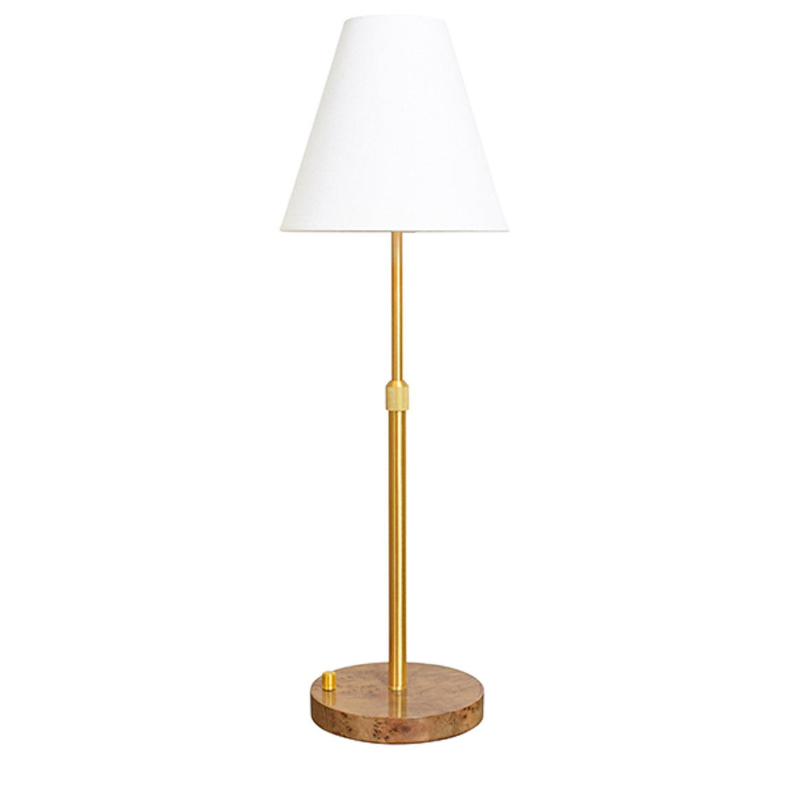 Jace Table Lamp with Adjustable Pole in Brass and White Linen Shade