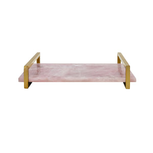 Jarvis White Quartz Tray with Brass Handles