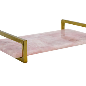 Jarvis White Quartz Tray with Brass Handles