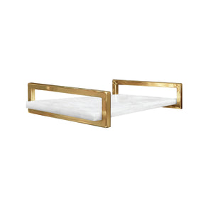 Jarvis White Quartz Tray with Brass Handles