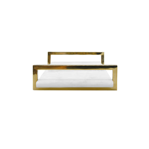 Jarvis White Quartz Tray with Brass Handles