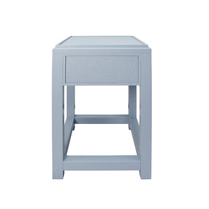 Jean Side Table in Light Blue Grasscloth Drawer