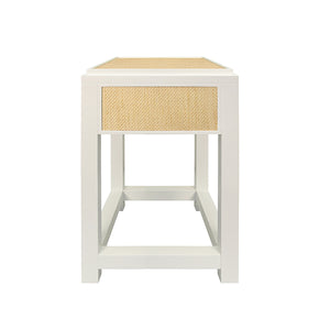 Jean Side Table in Natura Grasscloth Drawer