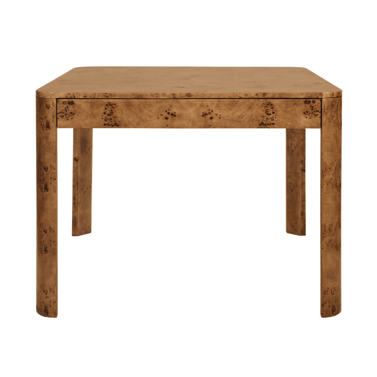 Jett Square Two Drawer Curved Corner Game Table In Dark Burl Wood