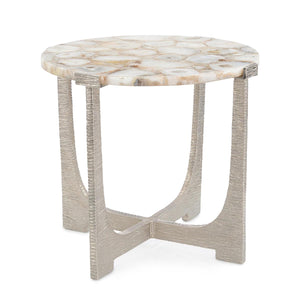 Unity Round Agate End Table, Nickel