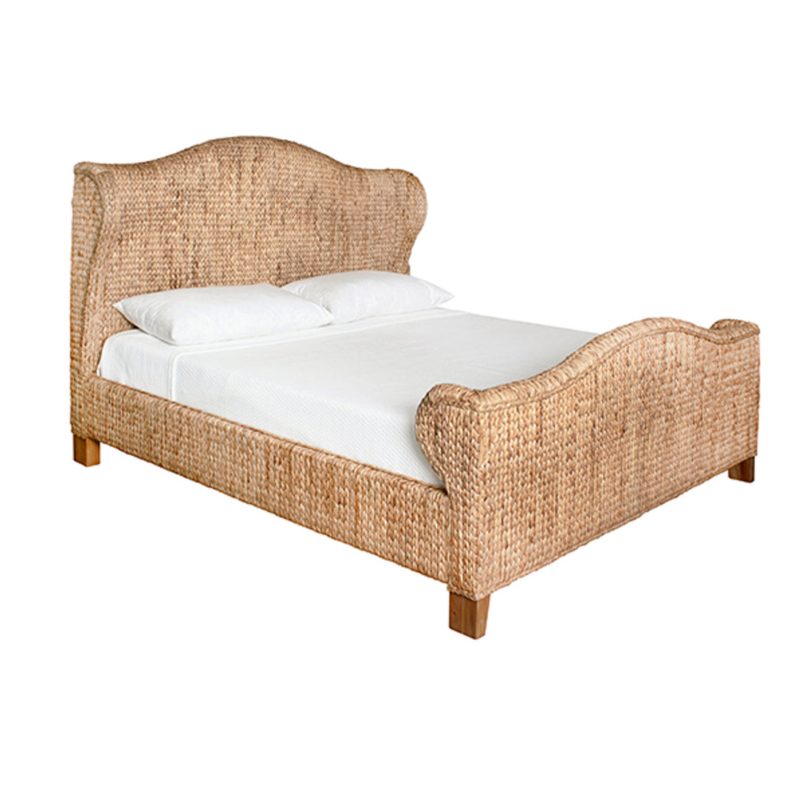 Jovi Headboard and Footboard with Side Rails in Natural Water Hycinth, King Size