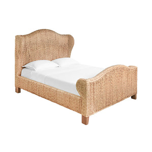 Jovi Headboard and Footboard with Side Rails in Natural Water Hycinth, Queen Size