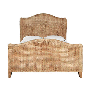 Jovi Headboard and Footboard with Side Rails in Natural Water Hycinth, Queen Size