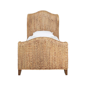 Jovi Headboard and Footboard with Side Rails in Natural Water Hycinth, Twin Size