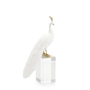 White Peacock Sculpture on Crystal Base II