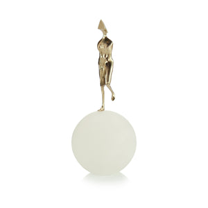 Poised Figure Sculpture on Alabaster