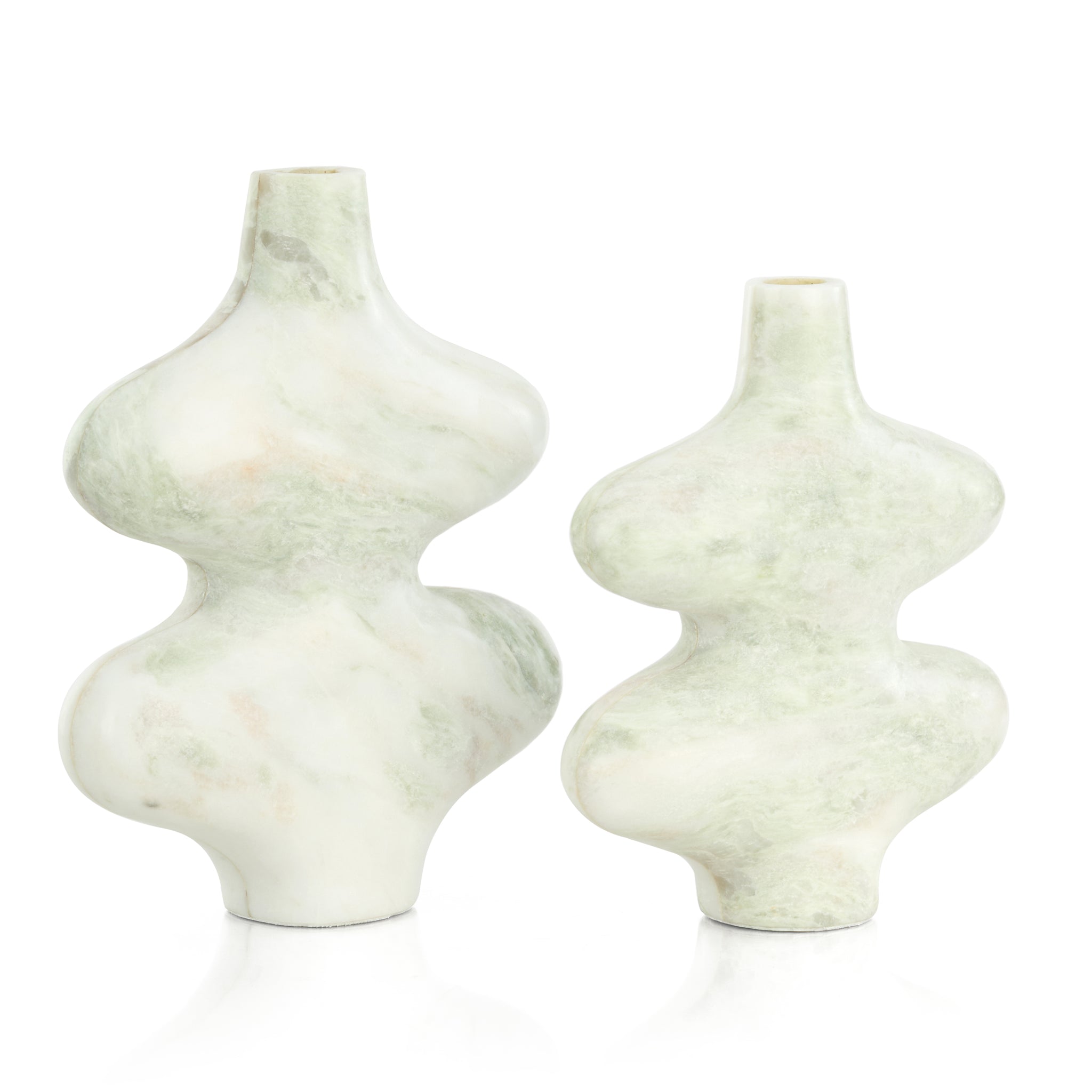 Echoed Marble Vases, Set of 2