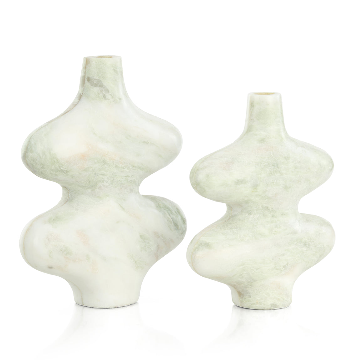 Echoed Marble Vases, Set of 2