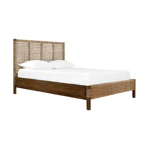 Karina Headboard and Footboard with Wood Side Rails and Legs, Queen Size