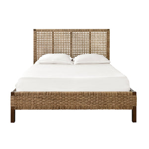 Karina Headboard and Footboard with Wood Side Rails and Legs, Queen Size