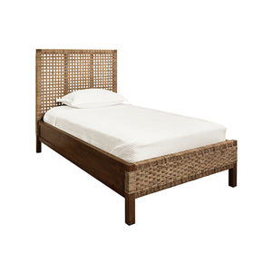 Karina Headboard and Footboard with Wood Side Rails and Legs, Twin Size