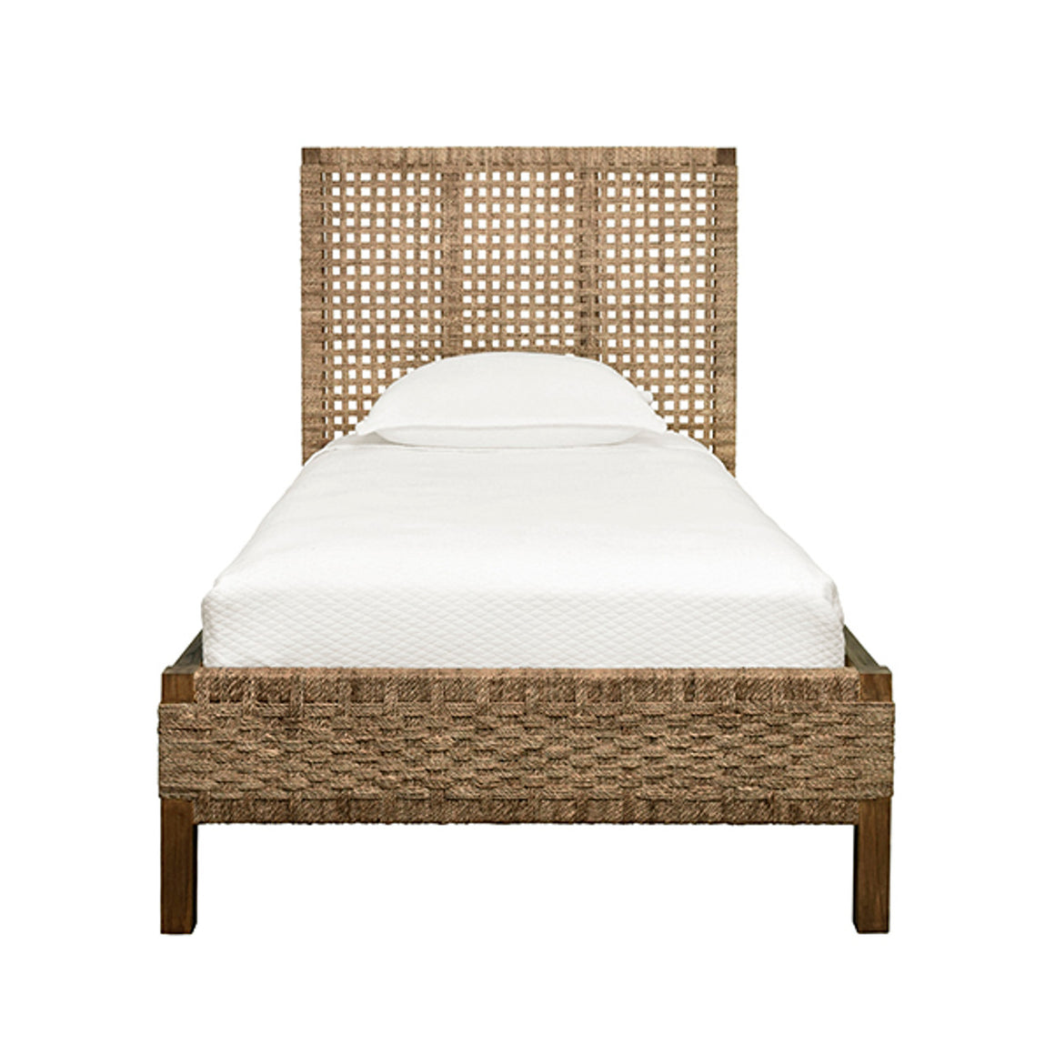 Karina Headboard and Footboard with Wood Side Rails and Legs, Twin Size