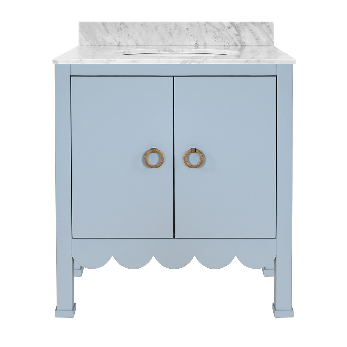 Kealy Scallop Detail in Matte Light Blue with Marble Top