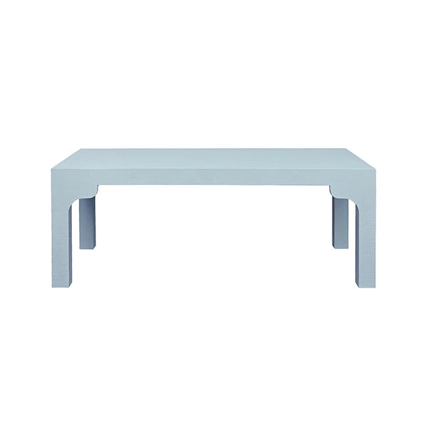 KENDALL Parsons Style Coffee Table In Textured Light Blue Linen