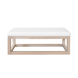 Kenneth Rectangle Bench with White Vinyl Upholstery and Modern Base