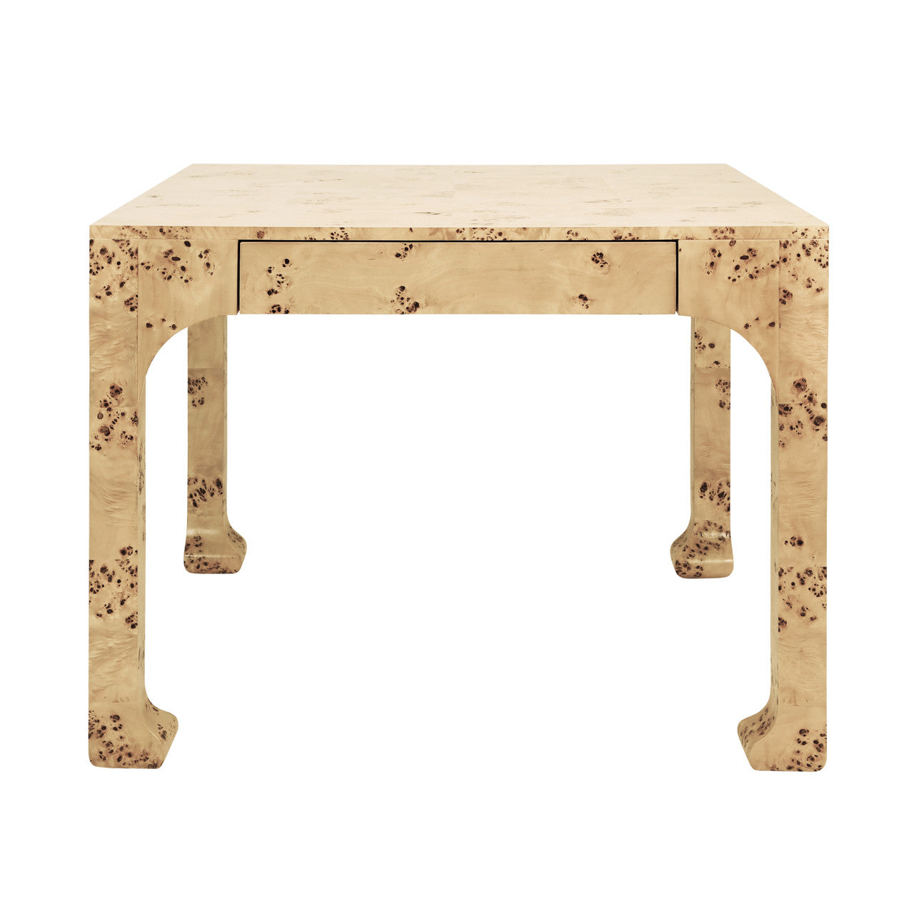Kerry Square Two Drawer Pagoda Style Game Table In Burl Wood