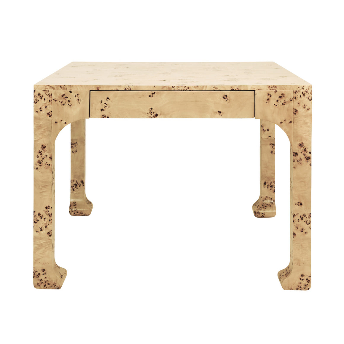 Kerry Square Two Drawer Pagoda Style Game Table In Burl Wood