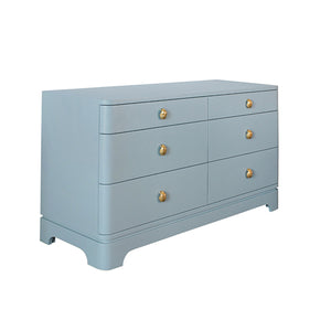 Kilmer Chest with Brass Beetle Knob in Light Blue Matte Lacquer