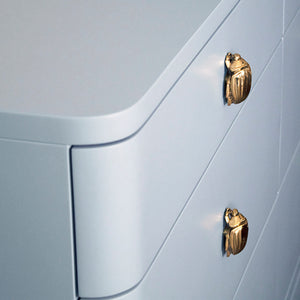 Kilmer Chest with Brass Beetle Knob in Light Blue Matte Lacquer