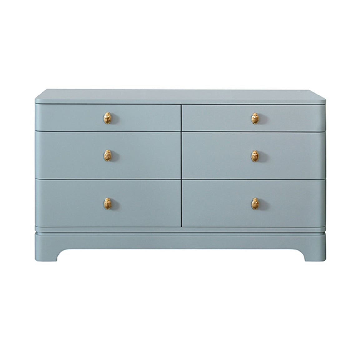 Kilmer Chest with Brass Beetle Knob in Light Blue Matte Lacquer