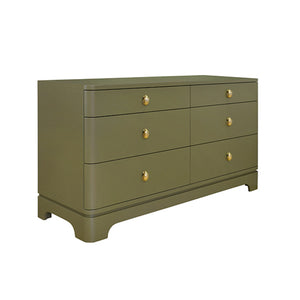Kilmer Chest with Brass Beetle Knob in Olive Green Matte Lacquer