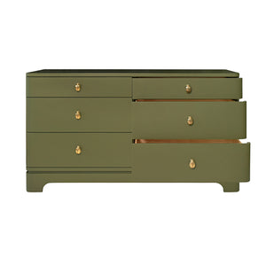 Kilmer Chest with Brass Beetle Knob in Olive Green Matte Lacquer
